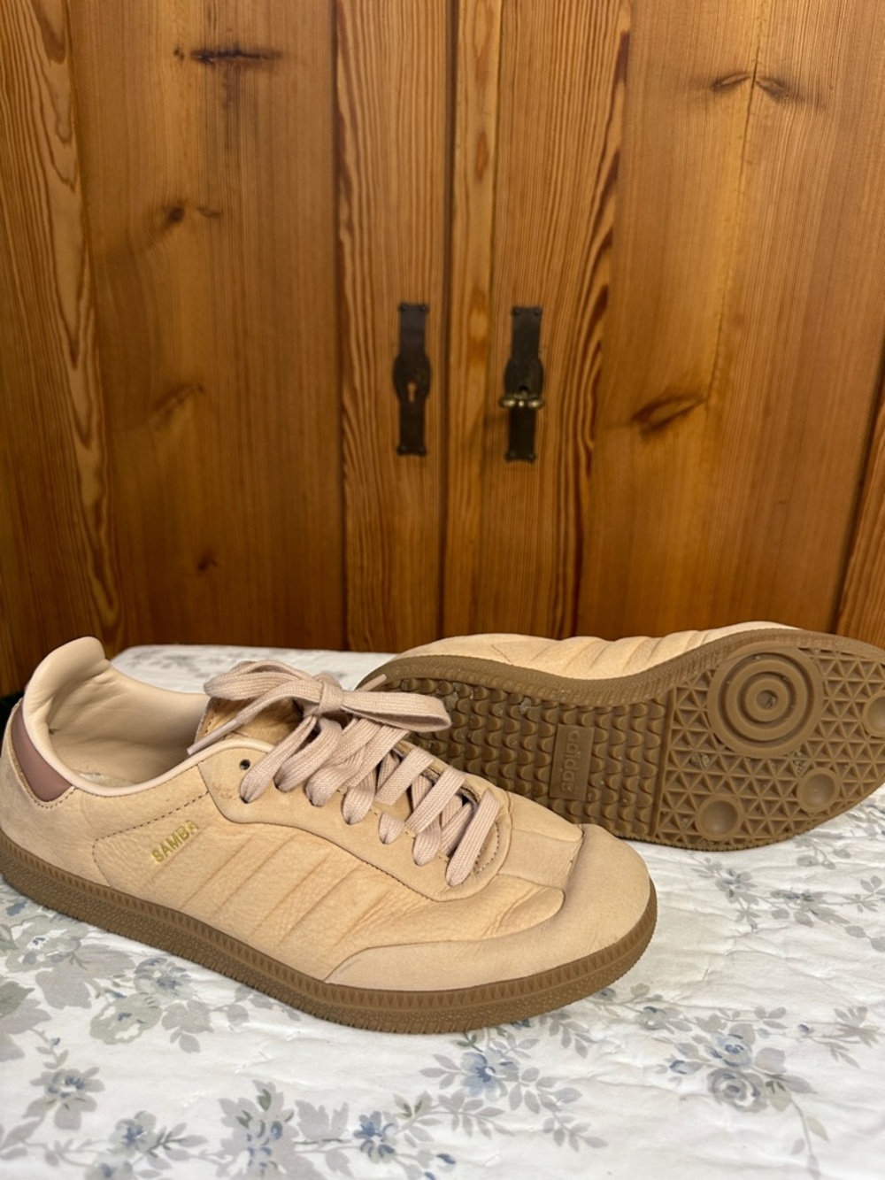 Adidas Samba Style Suede Sneakers in Wheat